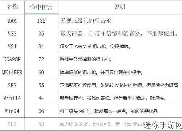 吃鸡狙击枪伤害排行：最新吃鸡游戏狙击枪伤害排行及推荐分析全攻略